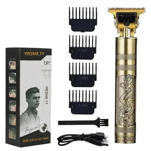 Metal Body T9 Trimmer VINTAGE T9 Dragon Style Metal Rechargeable Electric Hair Clipper Cutting Machine Professional Hair Barber Trimmer Pakzone