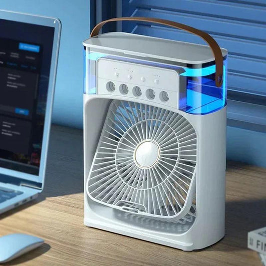 10-Inch Desktop Humidifier Fan – Portable Mist Cooling Fan With LED Light And Timer Pakzone