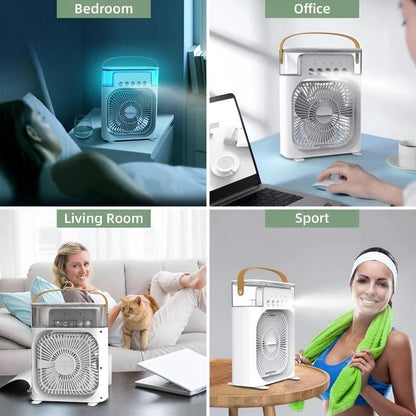10-Inch Desktop Humidifier Fan – Portable Mist Cooling Fan With LED Light And Timer Pakzone
